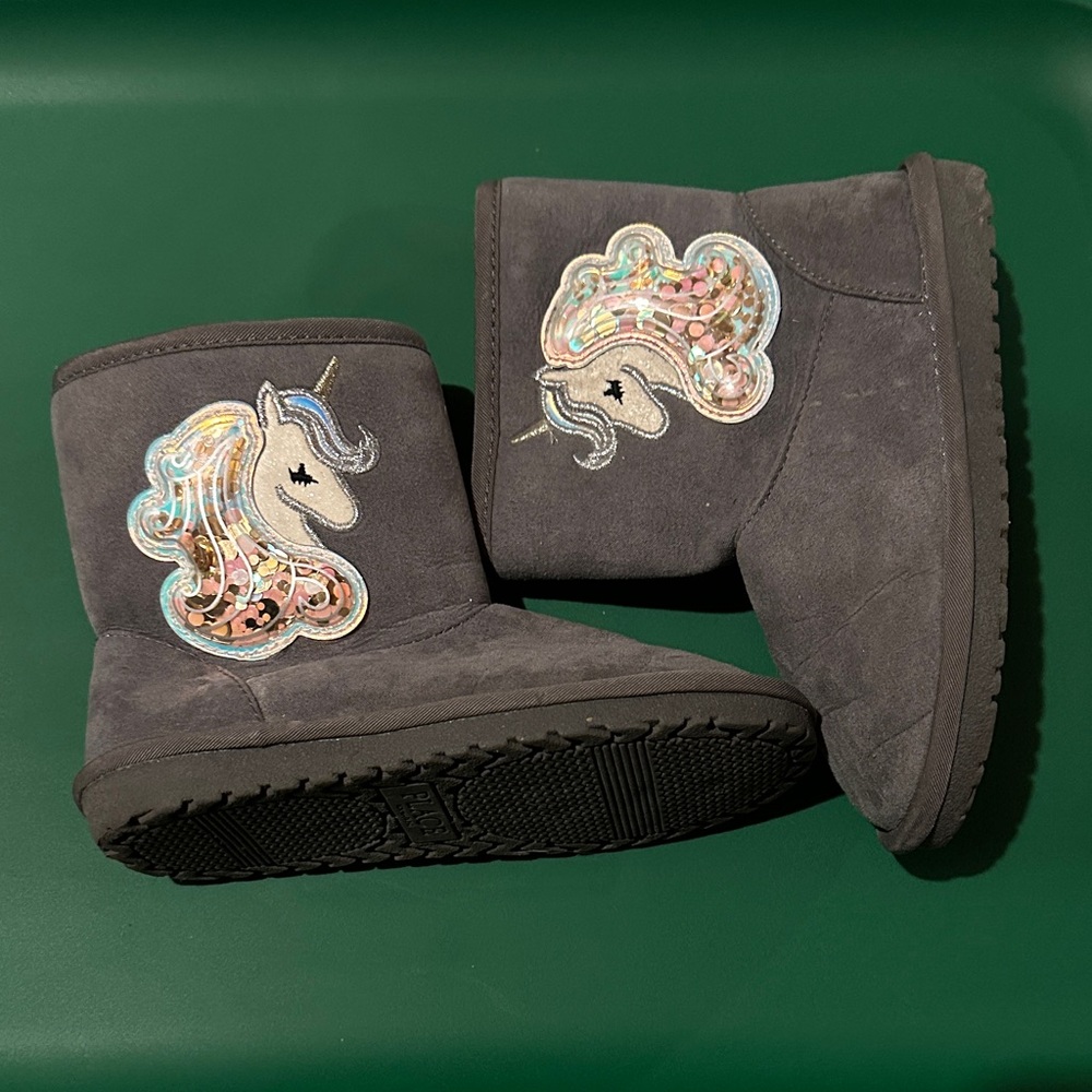 Children’s Place Unicorn Kids Boots - Gray size 11
